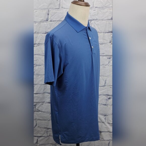Peter Millar Summer Comfort Mens Polo Shirt Golf Blue Striped Classic Fit Medium - Picture 9 of 15